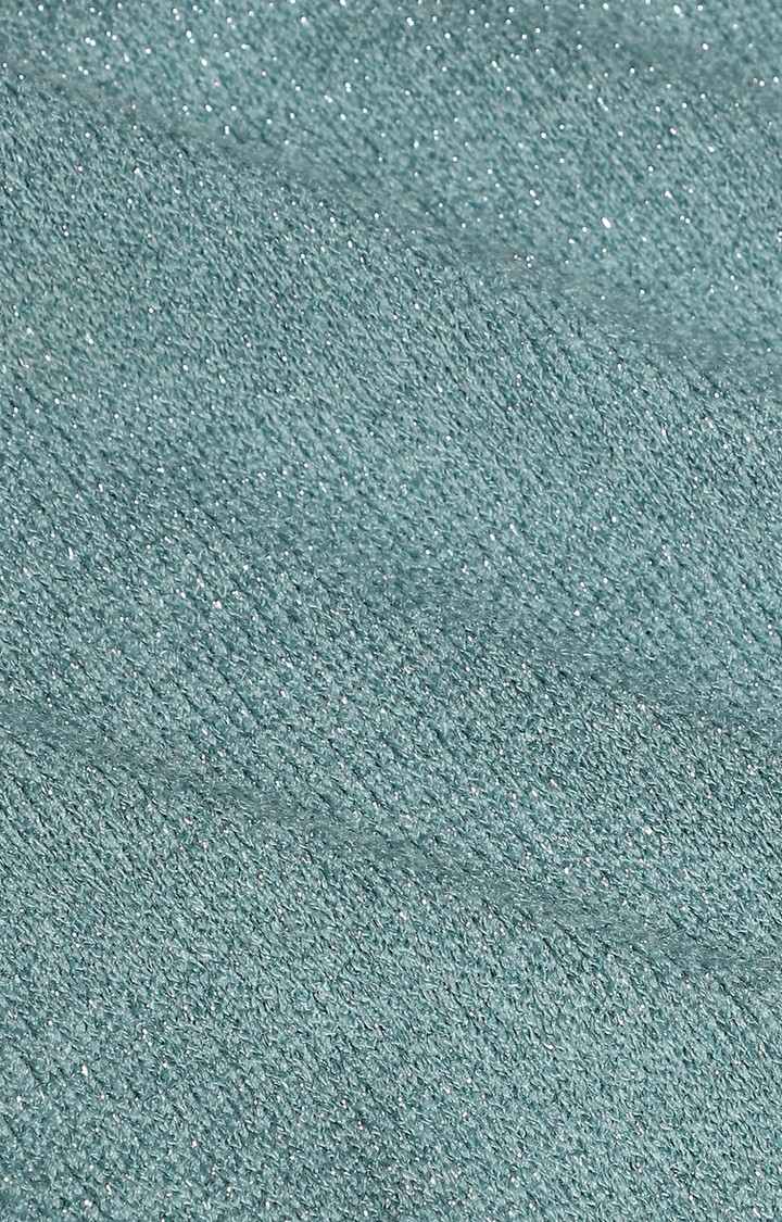 Women's Green Textured Crop Top