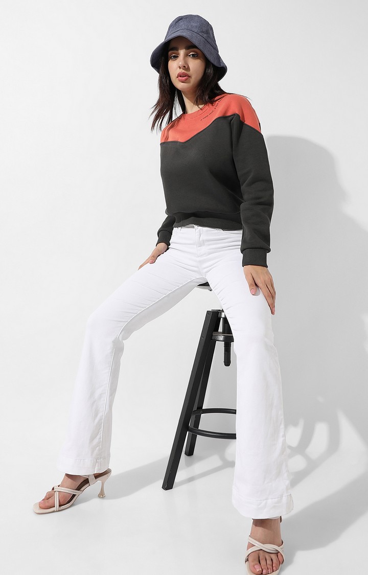 Women's Grey Colourblock Sweatshirts