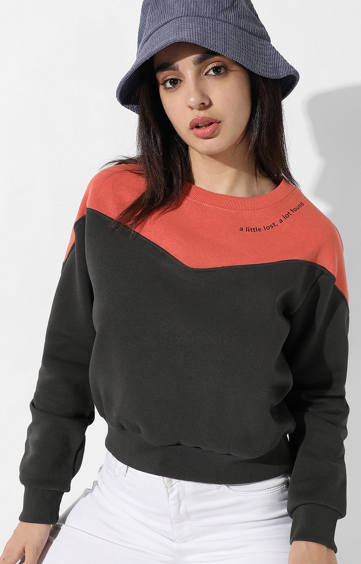 Women's Grey Colourblock Sweatshirts
