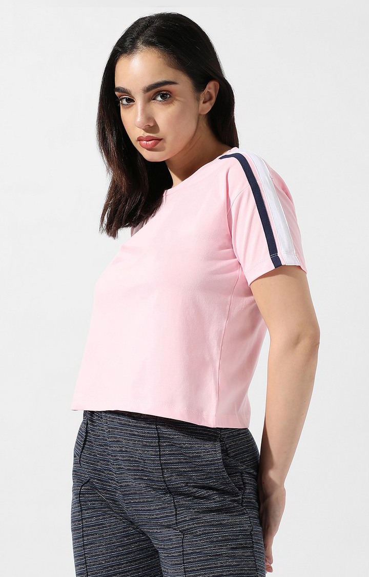 Women's Pink Solid Crop Top