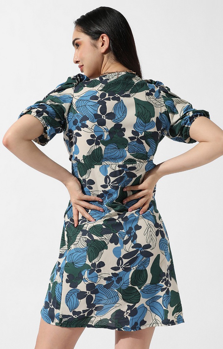 Women's Multi Floral Fit & Flare Dress