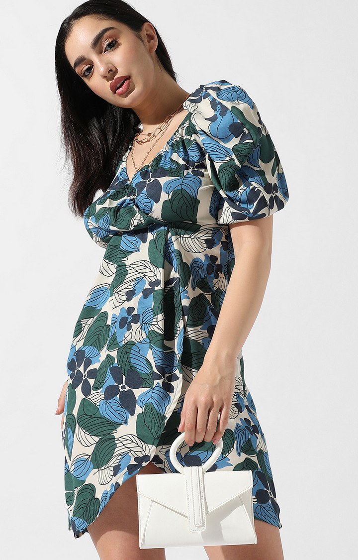 Women's Multi Floral Fit & Flare Dress