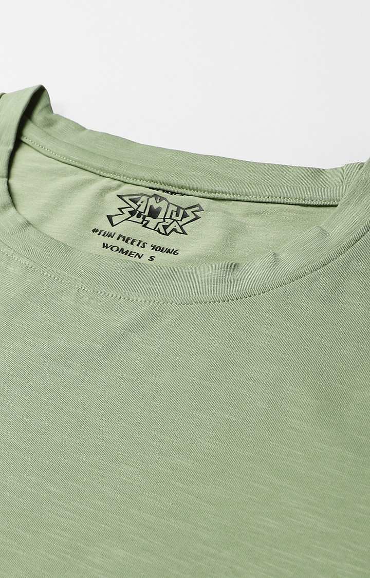 Women's Green Solid Crop Top