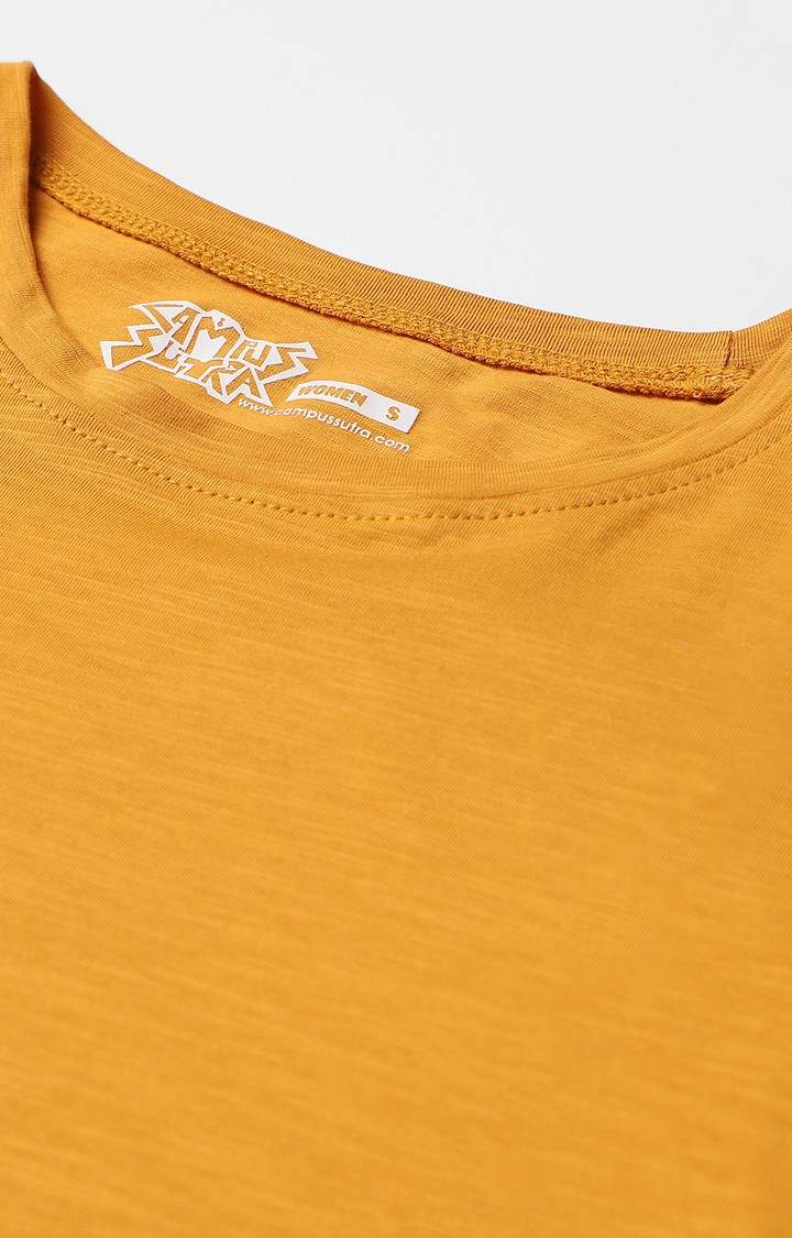 Women's Yellow Solid Crop Top