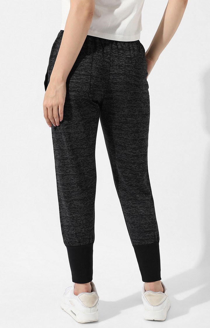 Women's Charcoal Grey Melange Polycotton Trackpants
