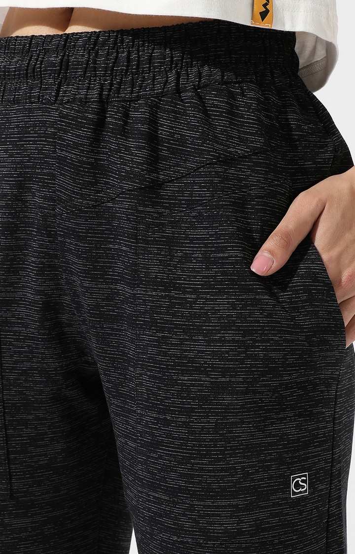 Women's Charcoal Grey Melange Polycotton Trackpants
