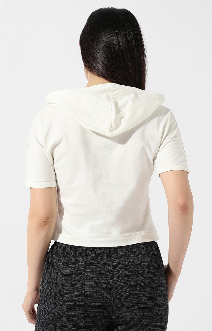 Women's White Typographic Hoodies