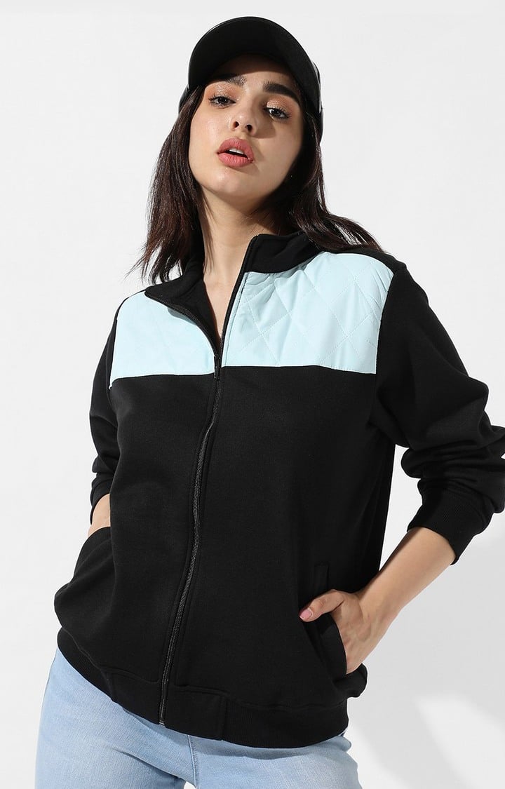 Women's Black Colourblock Western Jackets