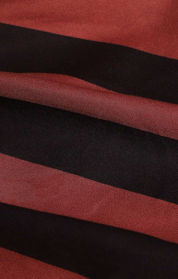 Women's Brown Striped Off Shoulder Top