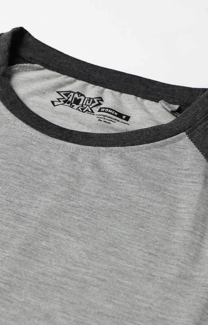 Women's Grey Melange Regular T-Shirts