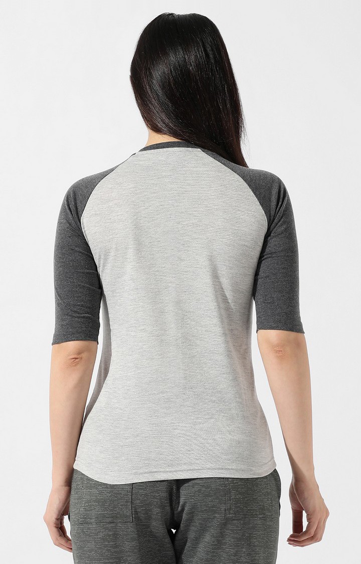Women's Grey Melange Regular T-Shirts