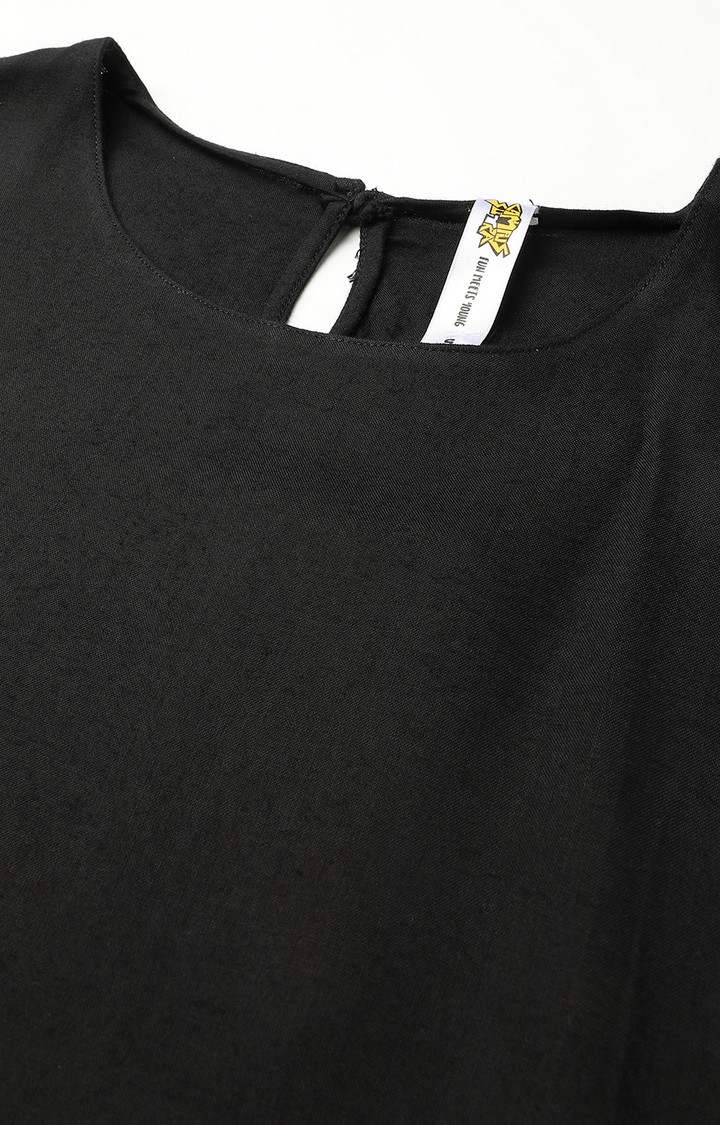 Women's Black Colourblock Peplum Top