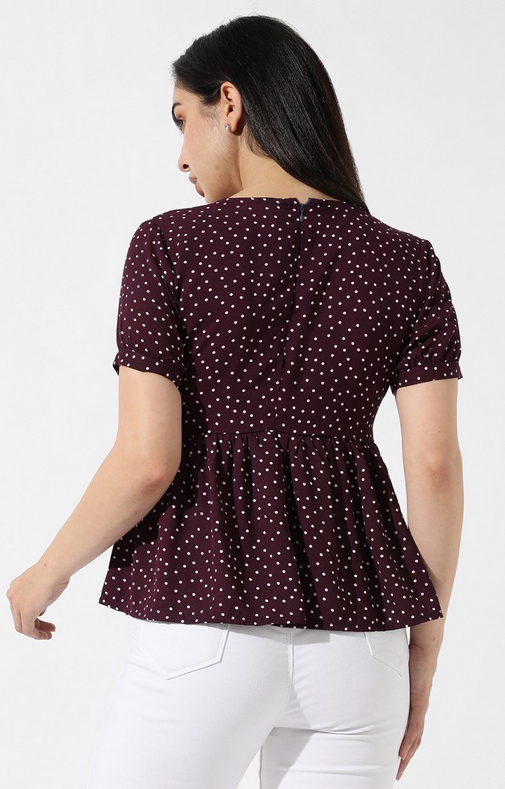 Women's Red Polka Dots Peplum Top