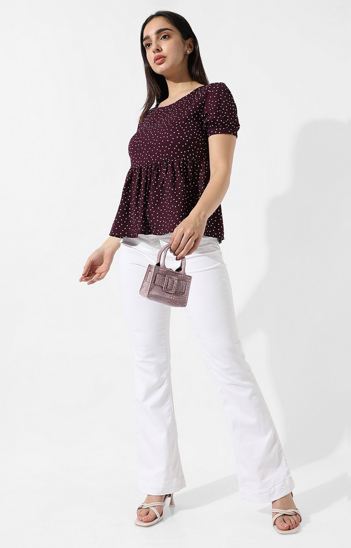 Women's Red Polka Dots Peplum Top
