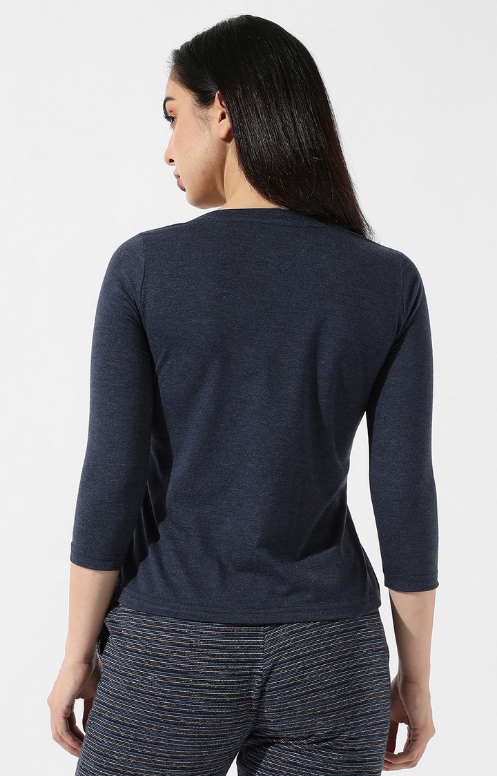 Women's Blue Solid Regular T-Shirts
