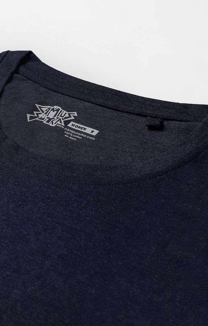 Women's Blue Solid Regular T-Shirts