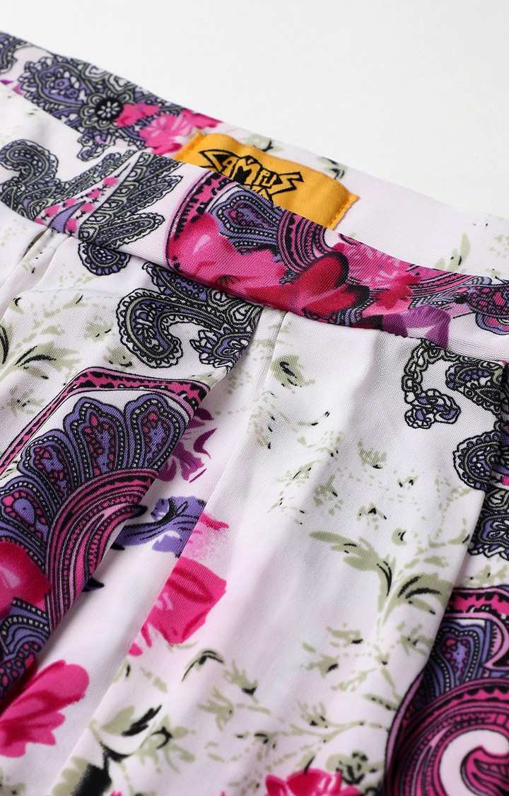 Women's Multicolor Floral Polyester Flared Skirt