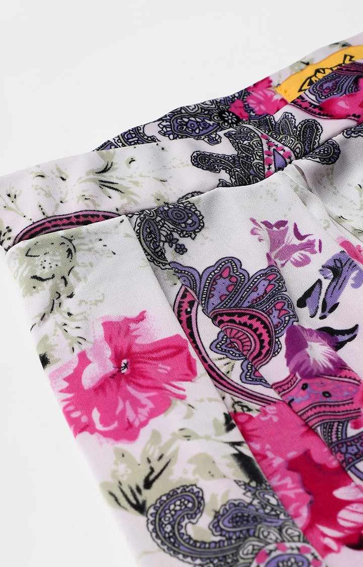 Women's Multicolor Floral Polyester Flared Skirt