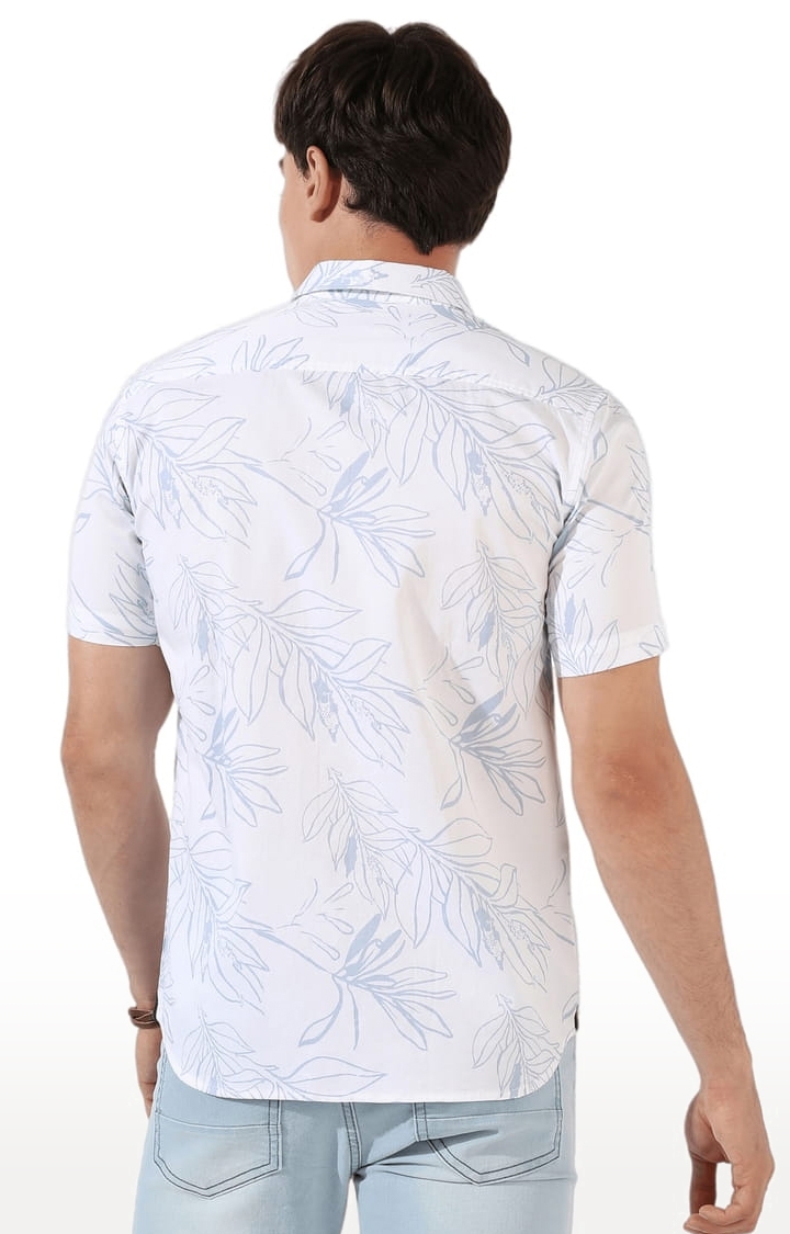 CAMPUS SUTRA | Men's White Cotton Blend Printed Casual Shirts 3