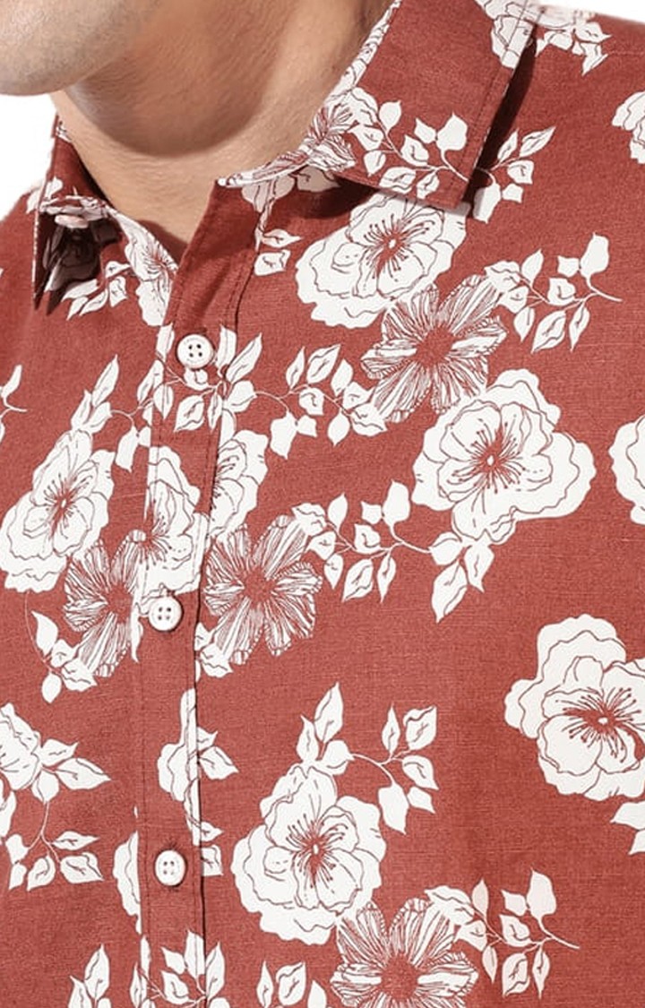 Men's Brown Floral Casual Shirts