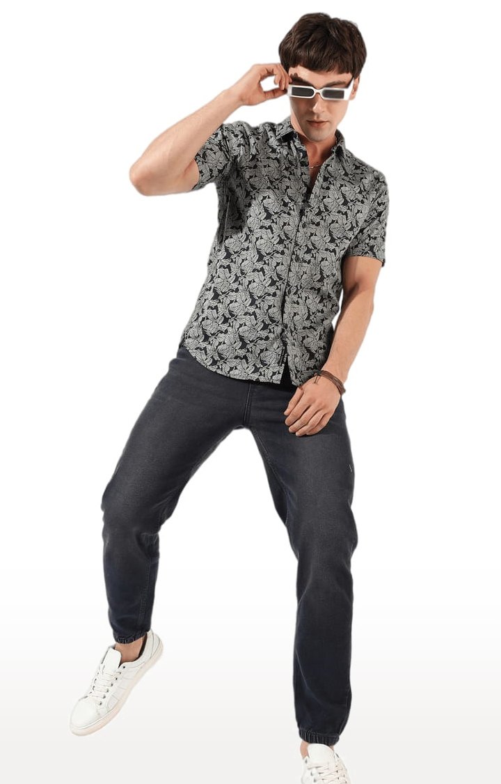 Men's Grey Printed Casual Shirts