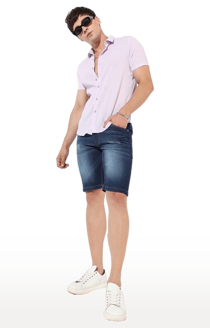 Men's Purple Textured Casual Shirts
