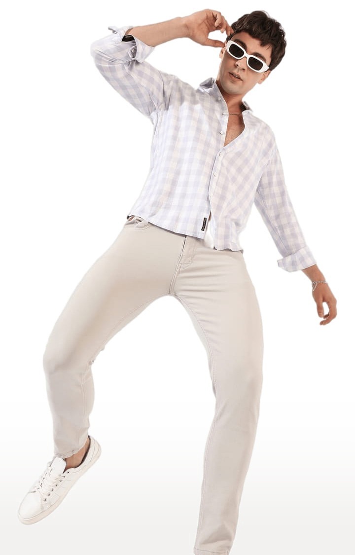 Men's White Checked Casual Shirts