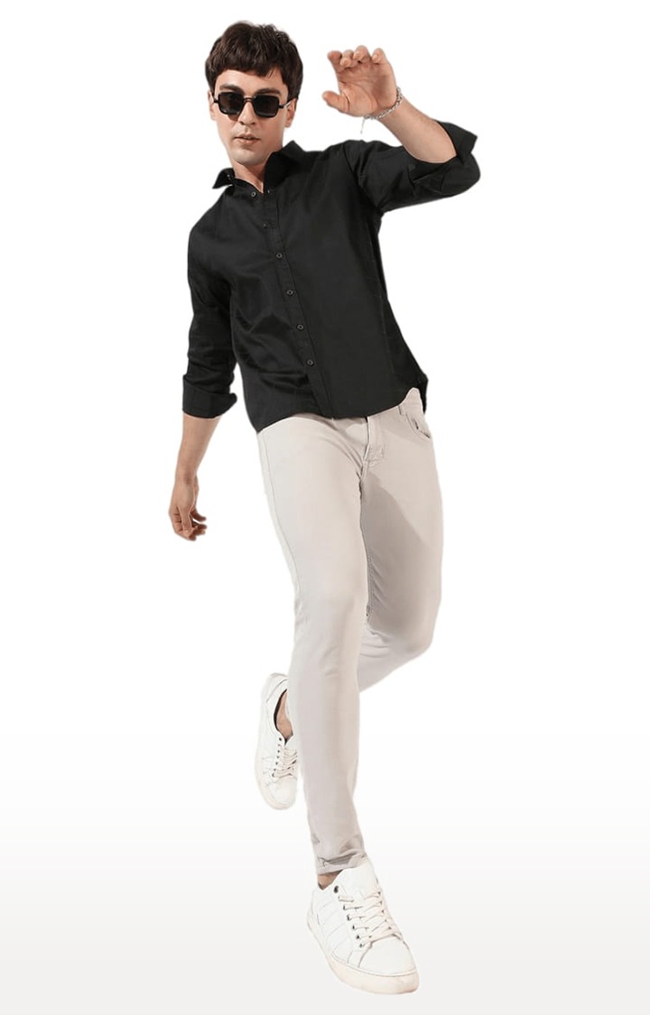 Men's Black Solid Casual Shirts