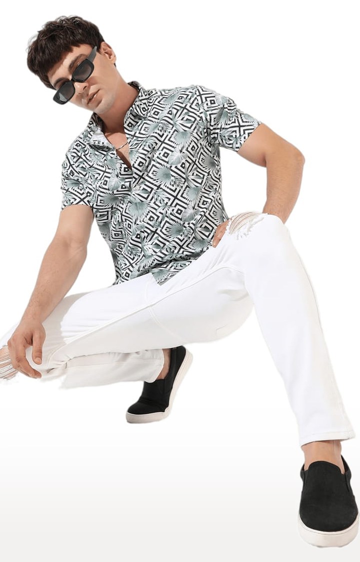 Men's Green Printed Casual Shirts
