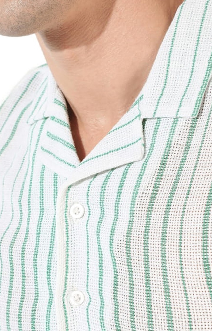 Men's White Striped Casual Shirts