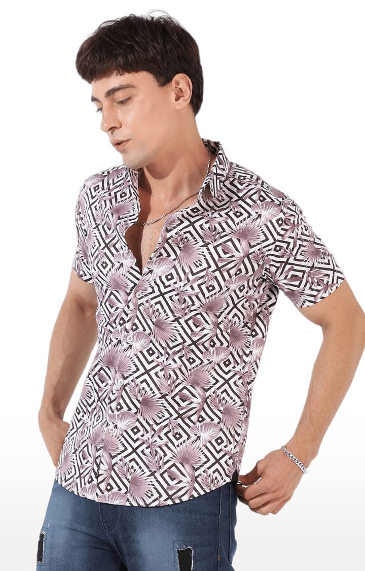 CAMPUS SUTRA | Men's Purple Cotton Blend Printed Casual Shirts