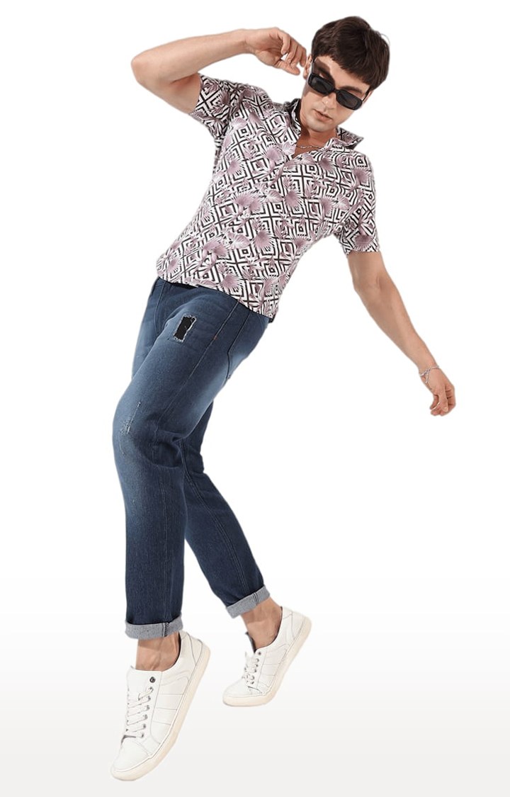 Men's Purple Printed Casual Shirts