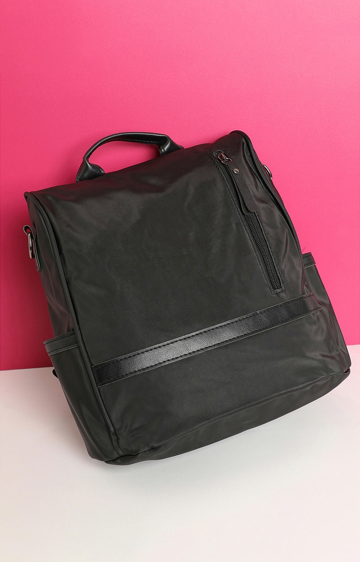 Women's Black Solid Backpacks