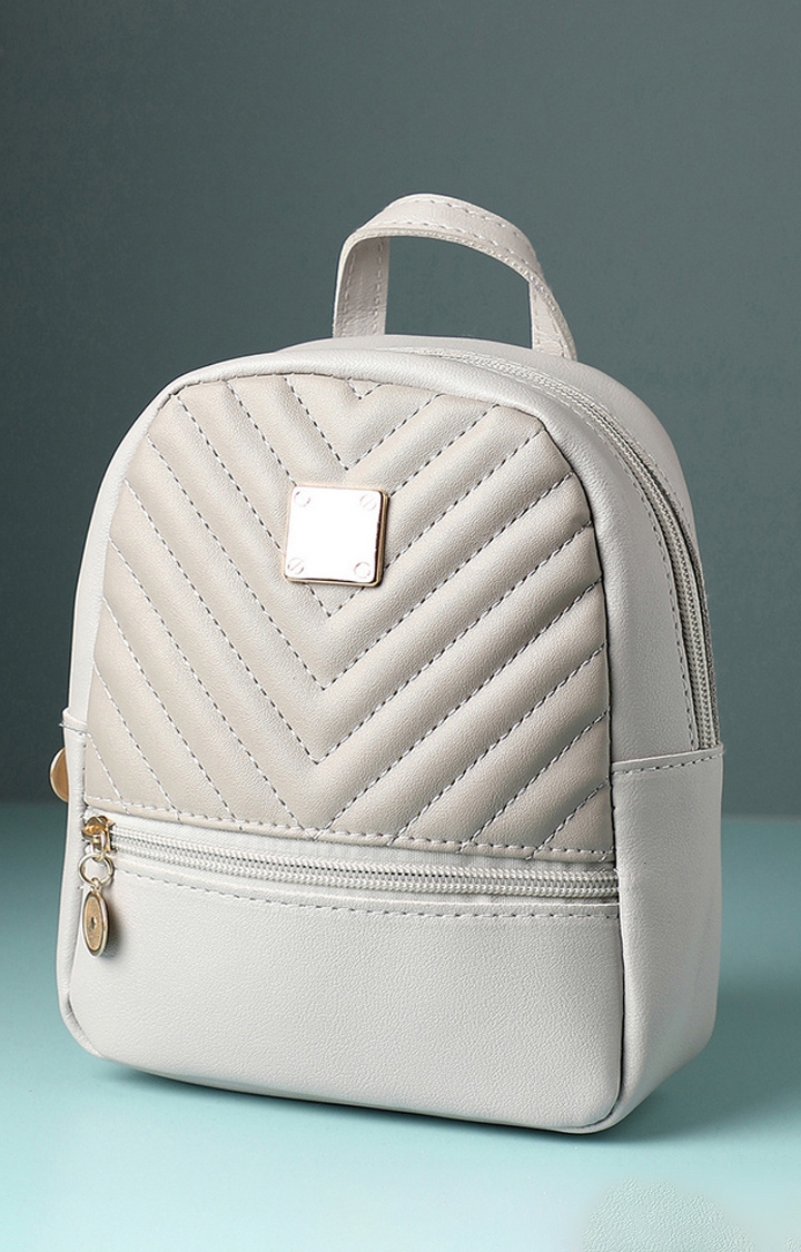 haute sauce | Women's White Quilted Backpacks