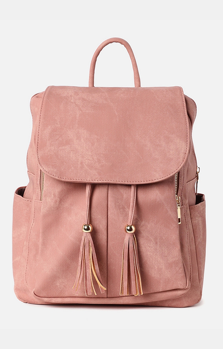 Women's Pink Textured Backpacks