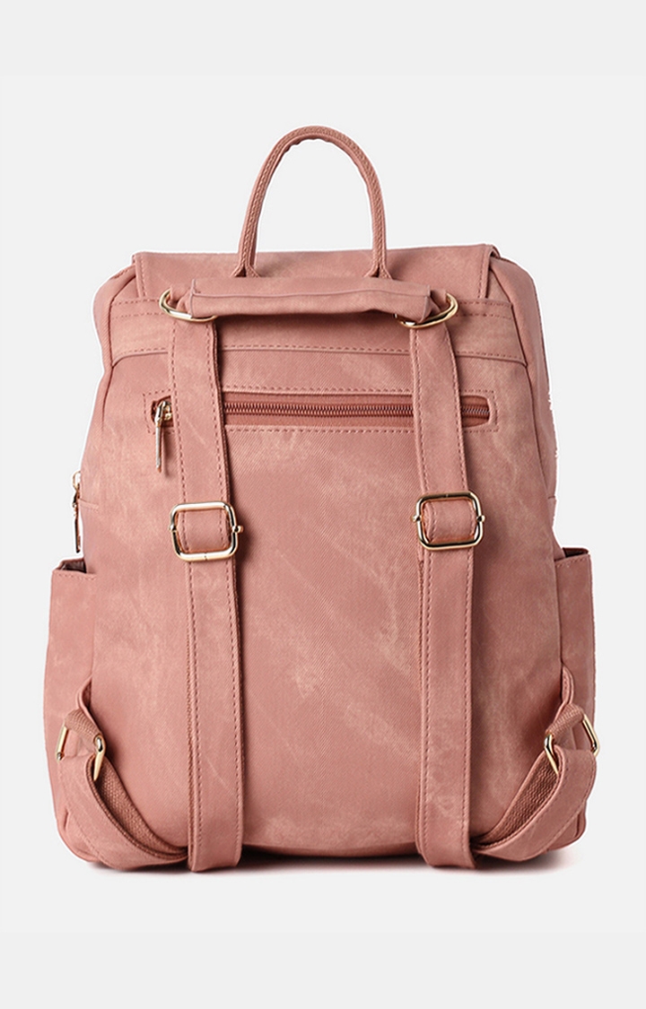 Women's Pink Textured Backpacks