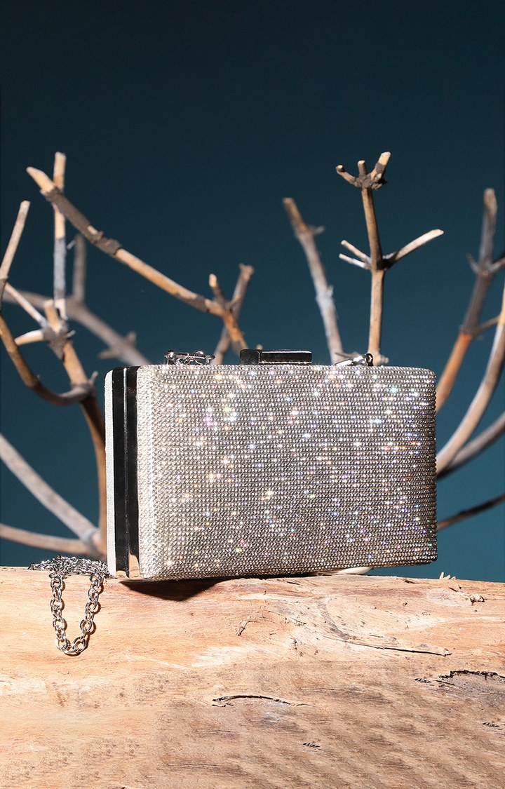 Women's Silver Textured Clutches