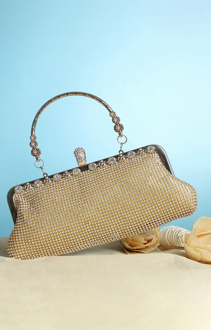 Women's Gold Textured Clutches