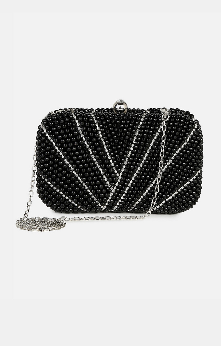 Women's Black Embellished Clutches