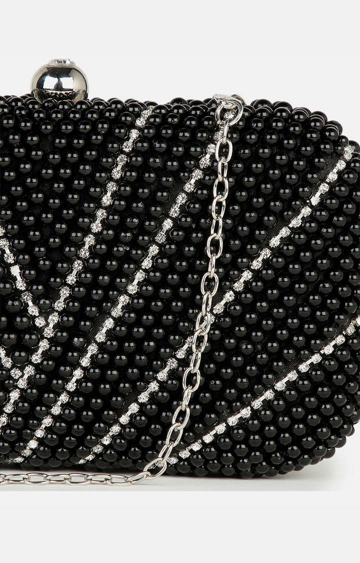 Women's Black Embellished Clutches