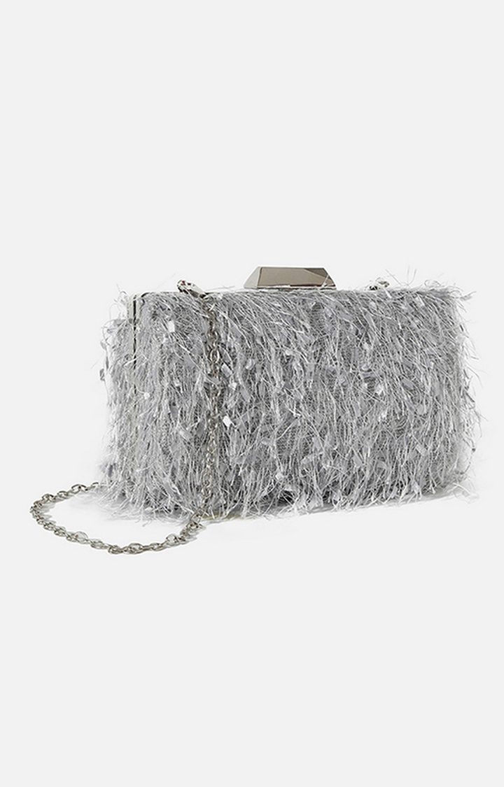Women's Grey Textured Clutches