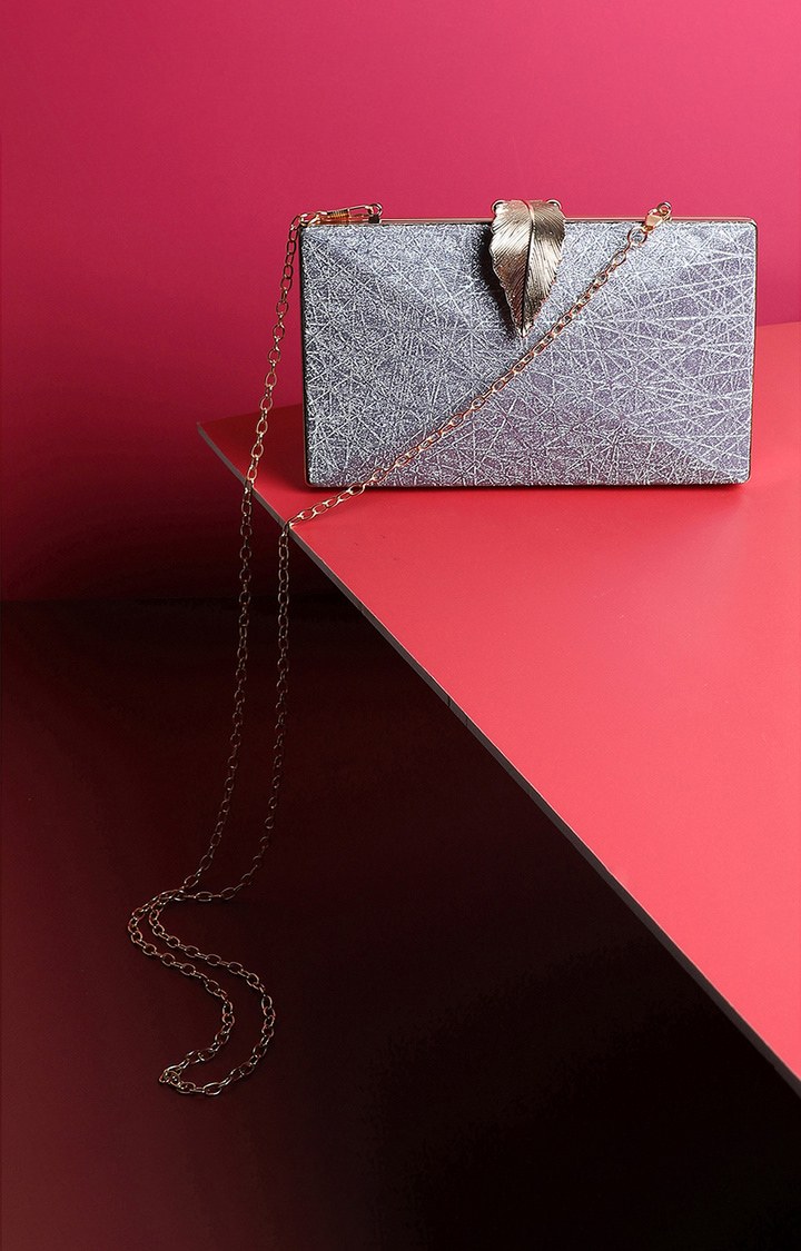 Women's Silver Textured Clutches