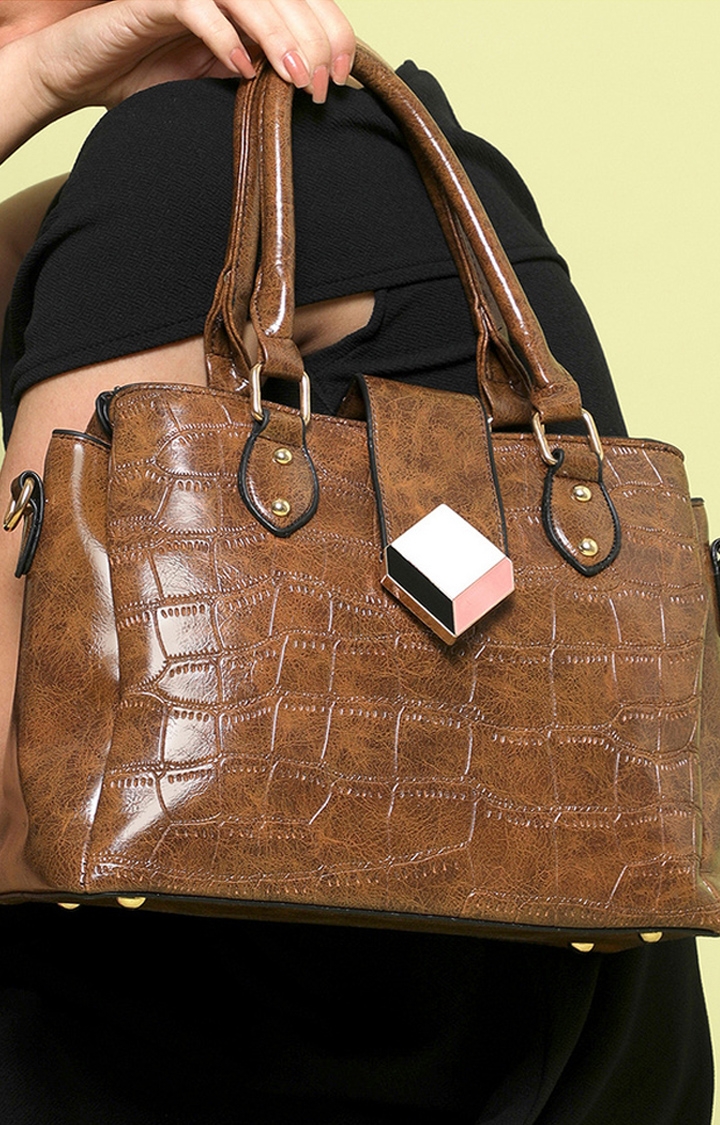 Women's Brown Textured Handbags