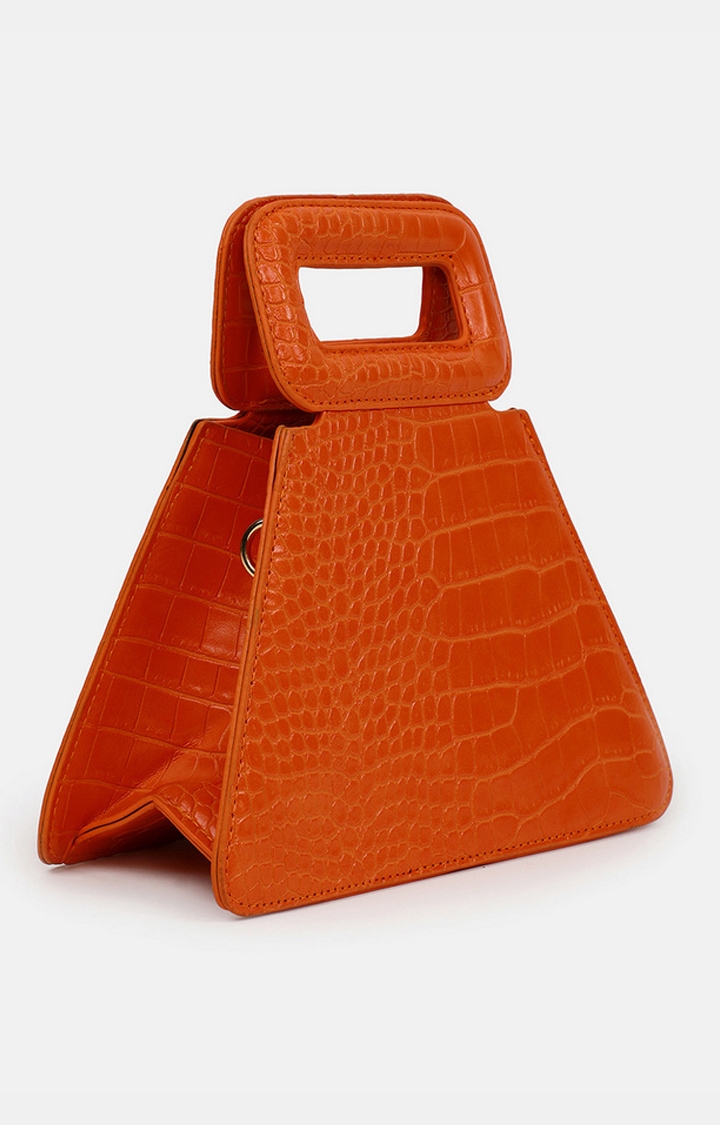 Women's Orange Textured Handbags