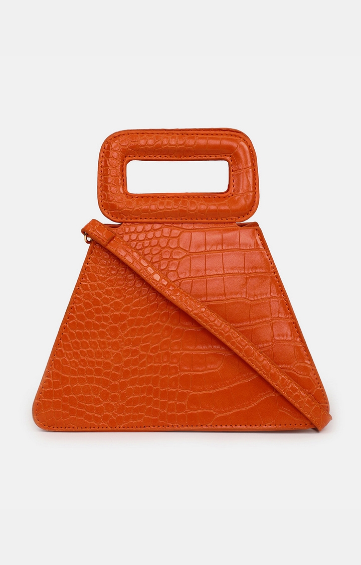 haute sauce | Women's Orange Textured Handbags
