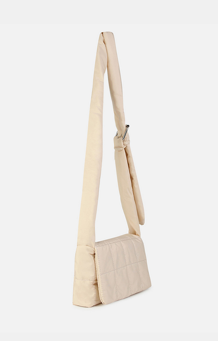 Women s Beige Quilted Sling Bags