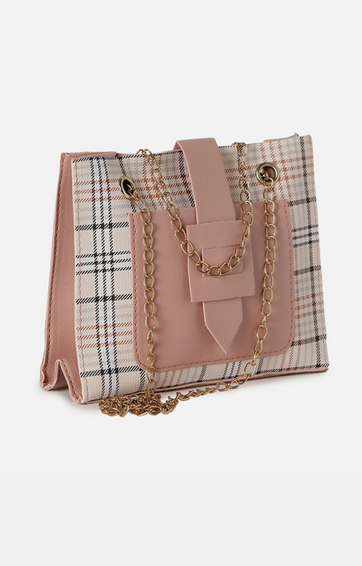 Women's Beige Checked Sling Bags