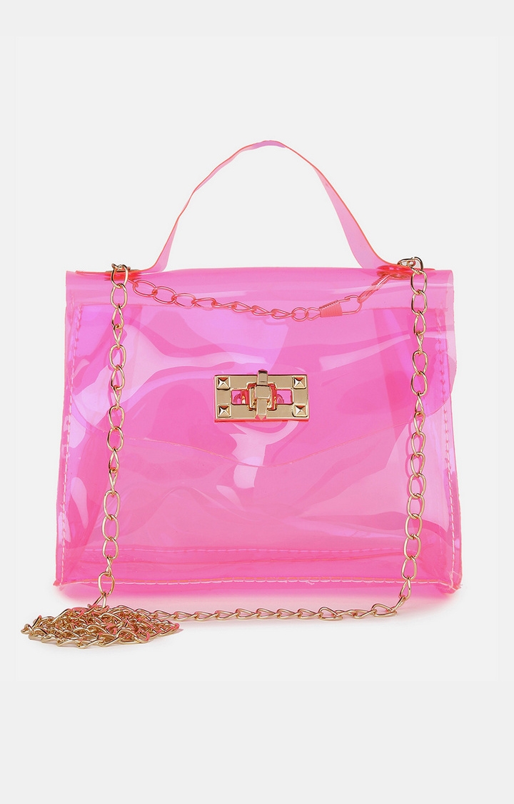 Women's Pink Transparent Sling Bags