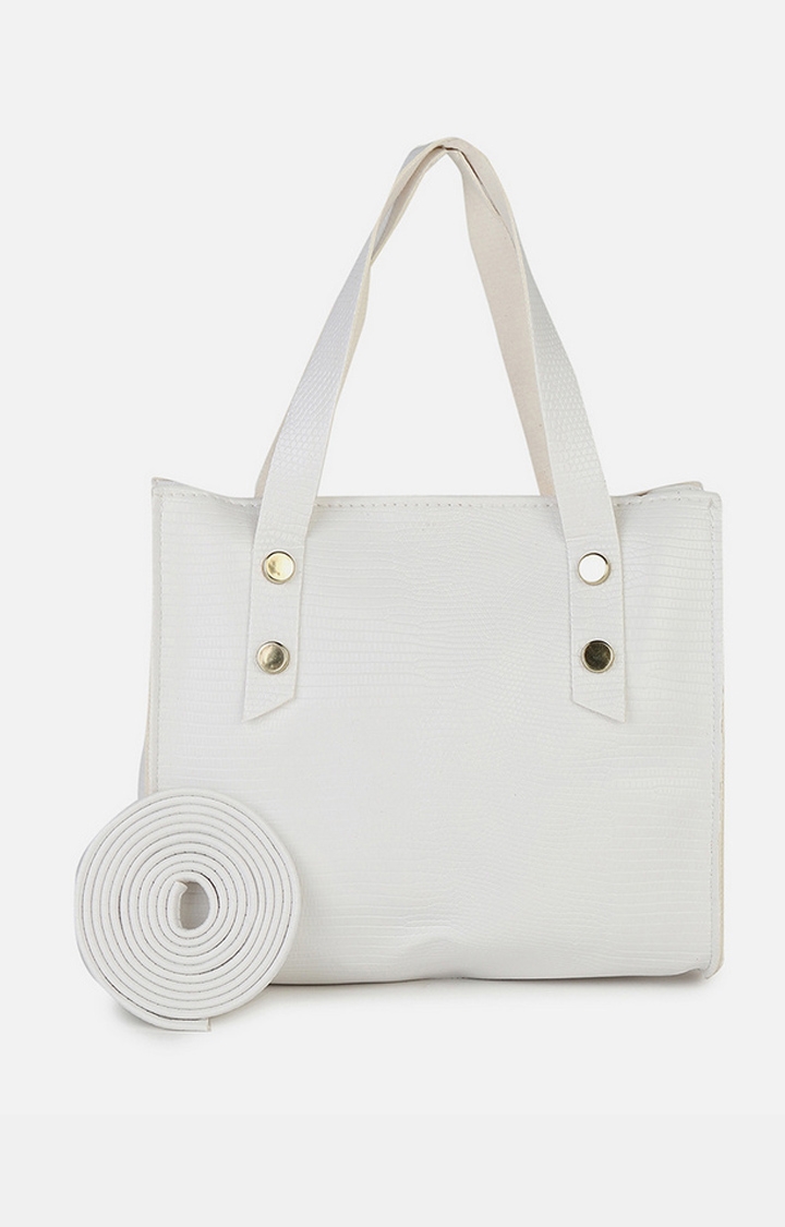 Women's White Textured Handbags