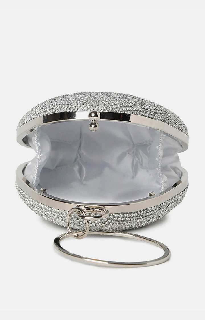 Women's Silver Embelished Clutches